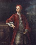 Jonathan Richardson, Richard Boyle 3rd Earl of Burlington,with the Bagnio at Chiswick House,Middlesex